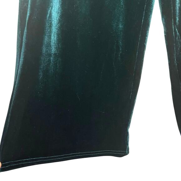 Hot Gal Women's Size S Velvet Emerald Green Wide Leg Elastic Waist Gaucho Pant - Picture 4 of 9